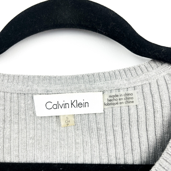 Calvin Klein Long Sleeve Grey Cold Shoulder Top - Picture 8 of 10